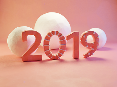 PF 2019 2019 3d blender clay claydoh design illustration new year new year 2019 numbers pf plasticine render typography