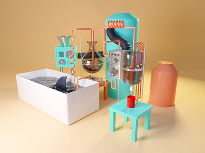 Coffee Lab 3d blender brew coffee design illustration lab model pastel render retro