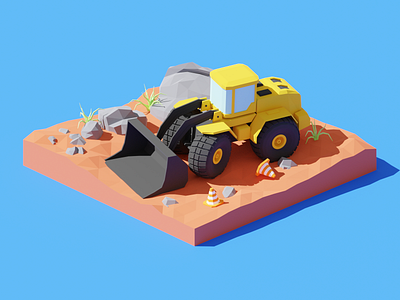 Construction Loader Diorama 3d blender construction design diorama illustration isometric low poly lowpoly lowpolyart model render vehicle
