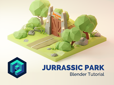 Jurassic Park Tutorial 3d blender design diorama illustration isometric low poly lowpoly lowpolyart model render tutorial video