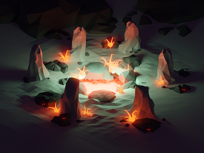 Fountain of Youth 3d blender design illustration isometric low poly lowpoly lowpolyart render