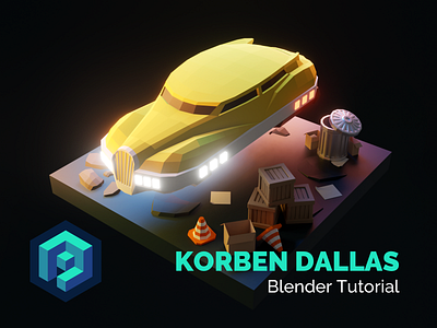 Korben Dallas Blender Tutorial 3d blender design diorama flying car illustration korben dallas low poly lowpoly lowpolyart model process render taxi tutorial vehicle