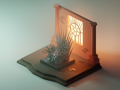 The Iron Throne 3d blender design diorama fanart game of thrones got illustration iron throne isometric low poly lowpoly lowpolyart model movie red keep render