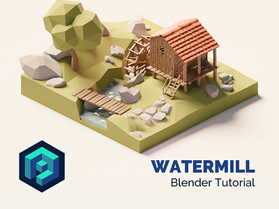 Watermill Blender 2.8 Tutorial 3d blender design diorama forest illustration isometric low poly lowpoly lowpolyart mill model process process video render tutorial watermill