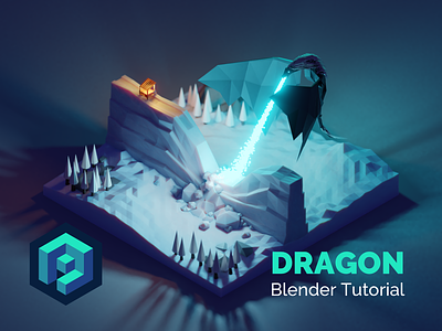 Dragon Blender 2.8 Tutorial 3d blender design diorama fanart gameofthrones got illustration isometric low poly lowpoly lowpolyart model process render season8 tutorial