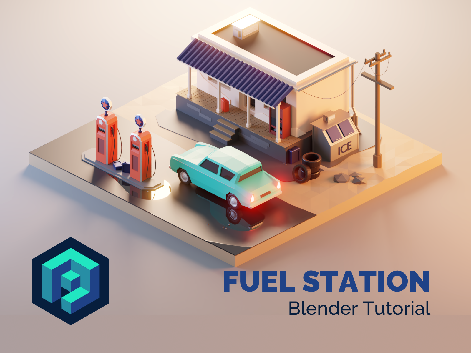 Fuel Station Blender 2.8 Tutorial 3d blender car design diorama fuel illustration isometric low poly lowpoly lowpolyart model process pump render tutorial vehicle
