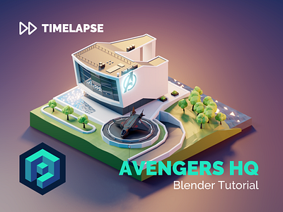 Avengers HQ Tutorial 3d avengers avengersendgame blender building design diorama endgame headquarters illustration isometric low poly lowpoly lowpolyart model render