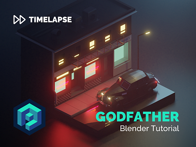 Godfather Scene Tutorial 3d blender cadillac car design diorama godfather illustration isometric low poly lowpoly lowpolyart model render restaurant vehicle veteran