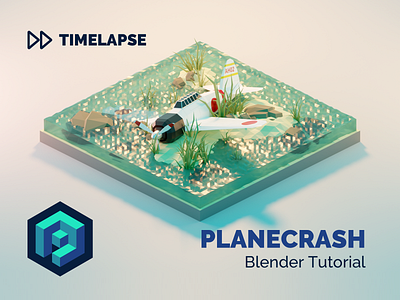 Pacific Plane Crash Tutorial 3d airplane blender design diorama illustration isometric low poly lowpoly lowpolyart model process render tutorial worldwar2 ww2