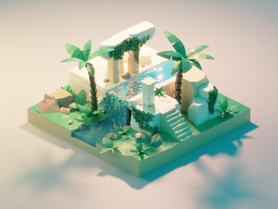 Ancient Ruins 3d ancient blender building design diorama illustration isometric low poly lowpoly lowpolyart model render ruins