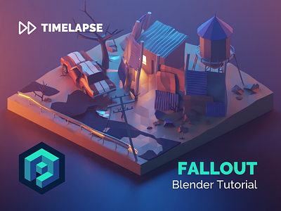 Fallout Tutorial 3d blender building design diorama fallout fanart illustration isometric low poly lowpoly lowpolyart model post-apocalyptic render tutorial