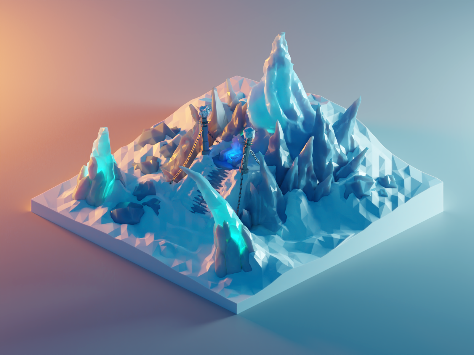 Frozen Throne from World of Warcraft 3d blender design diorama fanart frozenthrone illustration isometric low poly lowpoly lowpolyart model render worldofwarcraft wow