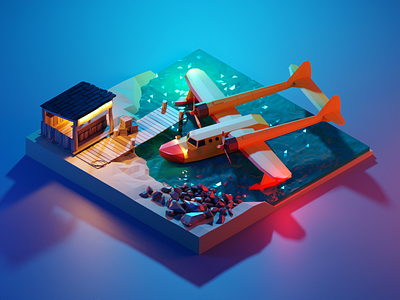 Tale Spin Night 3d blender design diorama disney fanart illustration isometric low poly lowpoly lowpolyart model render seaduck talespin