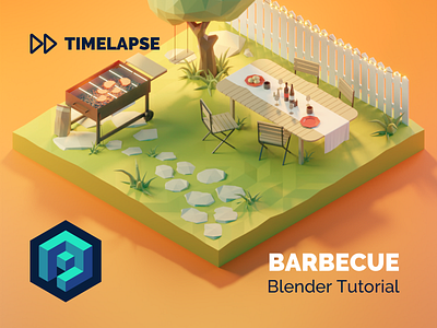 Barbecue Tutorial 3d barbecue blender design diorama garden illustration isometric low poly lowpoly lowpolyart model render tutorial