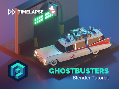 Ghostbusters Tutorial 3d blender building car design diorama fanart ghostbusters illustration isometric low poly lowpoly lowpolyart model render tutorial