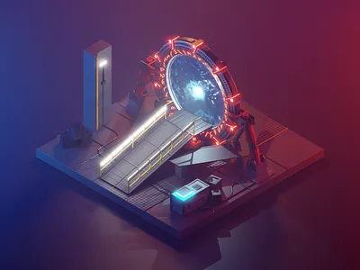 Stargate 3d blender design diorama fanart illustration isometric low poly lowpoly lowpolyart model render sg 1 star gate stargate