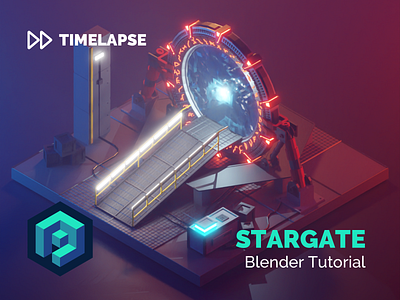 Stargate Tutorial 3d blender building design diorama fanart illustration isometric low poly lowpoly lowpolyart model render sg1 stargate tutorial