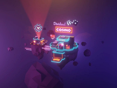 Casino Hero Animation 3d animation blender casino crypto cyberpunk design diorama illustration low poly lowpoly lowpolyart model motion design render web animation