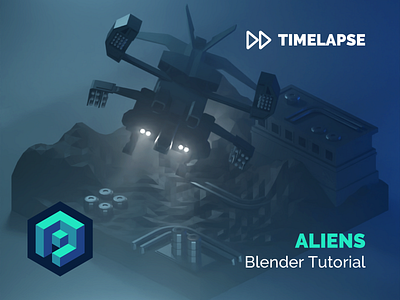 Aliens Dropship Tutorial 3d aliens blender design diorama fanart illustration isometric low poly lowpoly lowpolyart model render spaceship tutorial