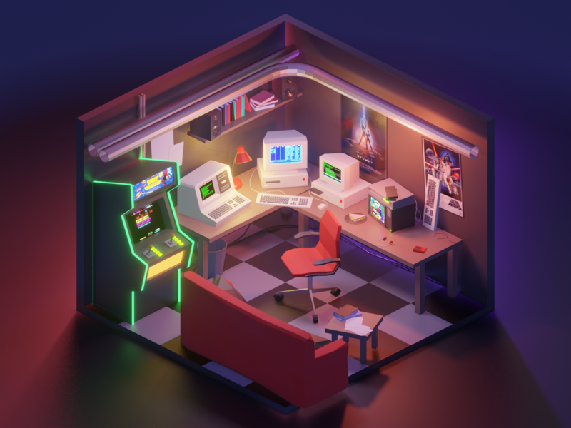  80 s  Hacker Room  by Roman Kl o on Dribbble