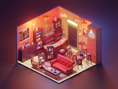 Central Perk 3d blender diorama fanart friends illustration isometric low poly lowpoly lowpolyart