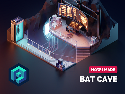 Bat Cave Tutorial 3d bat cave batman blender diorama fanart illustration isometric low poly lowpoly lowpolyart tutorial