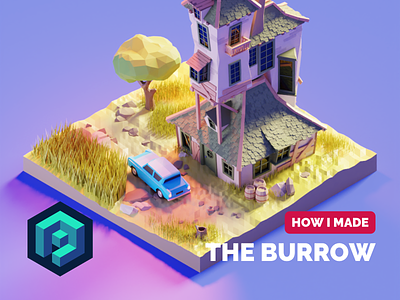 The Burrow Process 3d blender diorama fanart illustration isometric low poly lowpoly lowpolyart tutorial