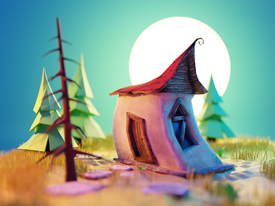 Cabin in the Woods 3d blender burton illustration low poly lowpoly lowpolyart substance painter