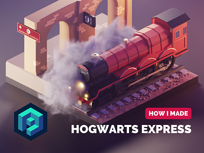 Hogwarts Express Tutorial 3d blender diorama harry potter hogwarts express illustration isometric low poly lowpoly lowpolyart render tutorial