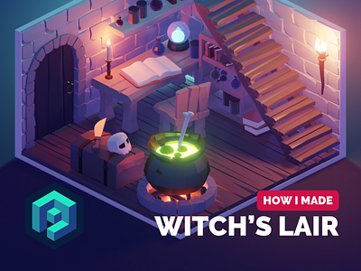 Witch's Lair Tutorial 3d blender diorama illustration isometric low poly lowpoly lowpolyart render tutorial