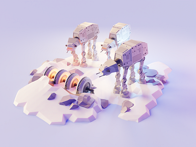 Star Wars - Battle of Hoth 3d at at blender diorama fanart illustration low poly lowpoly lowpolyart render star wars
