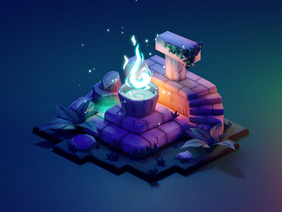 Ancient Altar 3d blender diorama illustration isometric low poly lowpoly lowpolyart render stylized