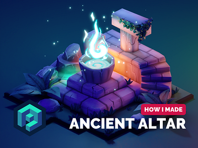 Ancient Altar Tutorial 3d blender diorama game art game design illustration isometric low poly lowpoly lowpolyart painted render tutorial