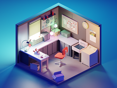 Rick & Morty Garage 3d blender diorama fanart illustration isometric low poly lowpoly lowpolyart render rick and morty room