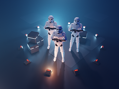 Stormtroopers 3d blender diorama fanart illustration isometric low poly lowpoly lowpolyart render star wars
