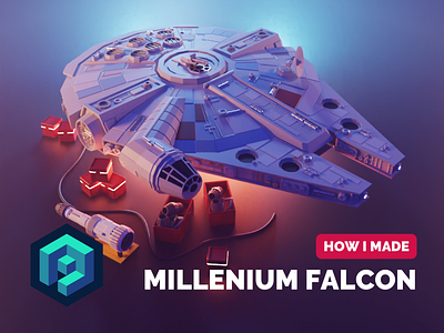 Millenium Falcon Tutorial 3d blender diorama fanart illustration low poly lowpoly lowpolyart millenium falcon render star wars tutorial