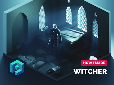 Witcher Tutorial 3d blender diorama fanart illustration isometric low poly lowpoly lowpolyart render tutorial witcher