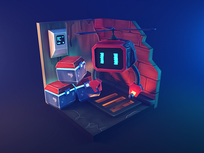 Parts Dealer 3d blender bots diorama illustration isometric low poly lowpoly lowpolyart painting render