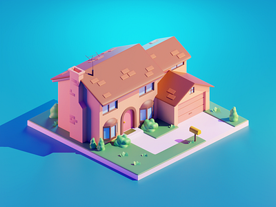 Simpsons 3d 3d illustration blender diorama house illustration isometric simpsons