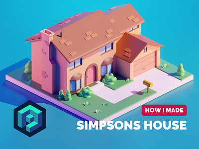 Simpsons House Tutorial 3d blender diorama fanart illustration isometric model render simpsons tutorial