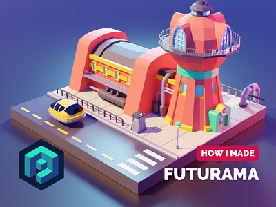 Futurama Tutorial 3d blender diorama fanart futurama illustration isometric low poly lowpoly lowpolyart render tutorial