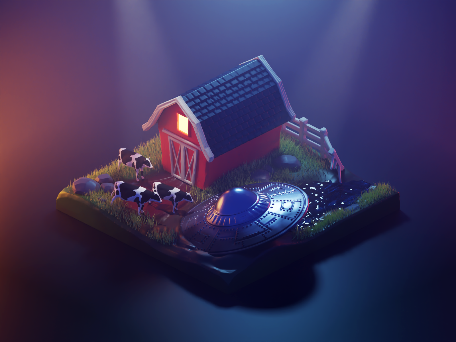 Alien Crash 3d alien aliens blender diorama illustration isometric render ufo