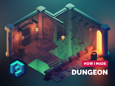 Dungeon Tutorial 3d blender diablo diorama dungeon fanart illustration isometric low poly lowpoly lowpolyart render rpg tutorial