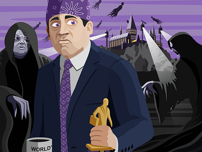 Prison Mike's Escape adobe illustrator casale graphic design dementors digital illustration dundee dunder mifflin dwight schrute emerson custom harry potter hogwarts illustration illustrator nick casale prison mike the office wizard