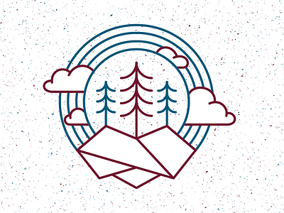 Mountain Paradise badge branding clouds icon logo monoline mountain trees
