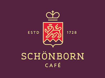 Schönborn Café café coat of arms crest crown lineart lion logo logotype retro vintage