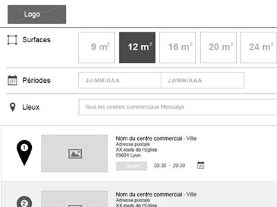 Mercialys, wireframe HD b2b filters wireframe hd