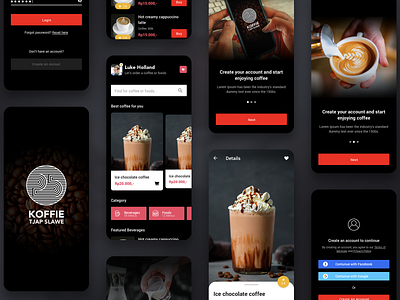Koffie Tjap Slawe Mobile App Concept app coffee concept dark theme design interface ui ux