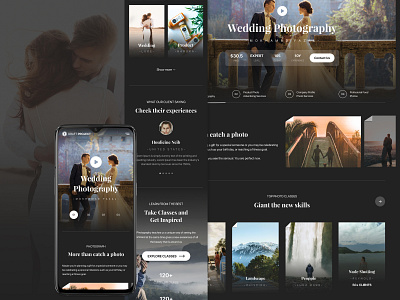 Photography Services Website branding concept design interface lending photography service ui ux web weddings