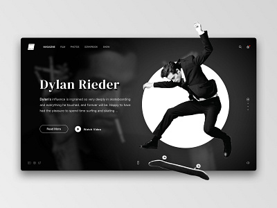 The True Blue - Dylan Rieder american black and white concept interface lending minimal page rip skateboarder ui ux web